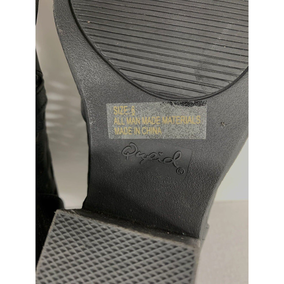 Qupid Ankle Boots Womens Sz 6 Chunky Heel Black Cage Cut Booties - Picture 8 of 10